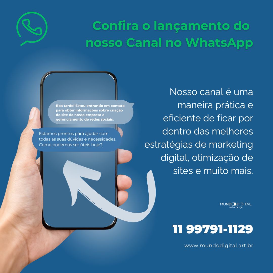 Confira o lancamento do nosso novo Canal no WhatsApp